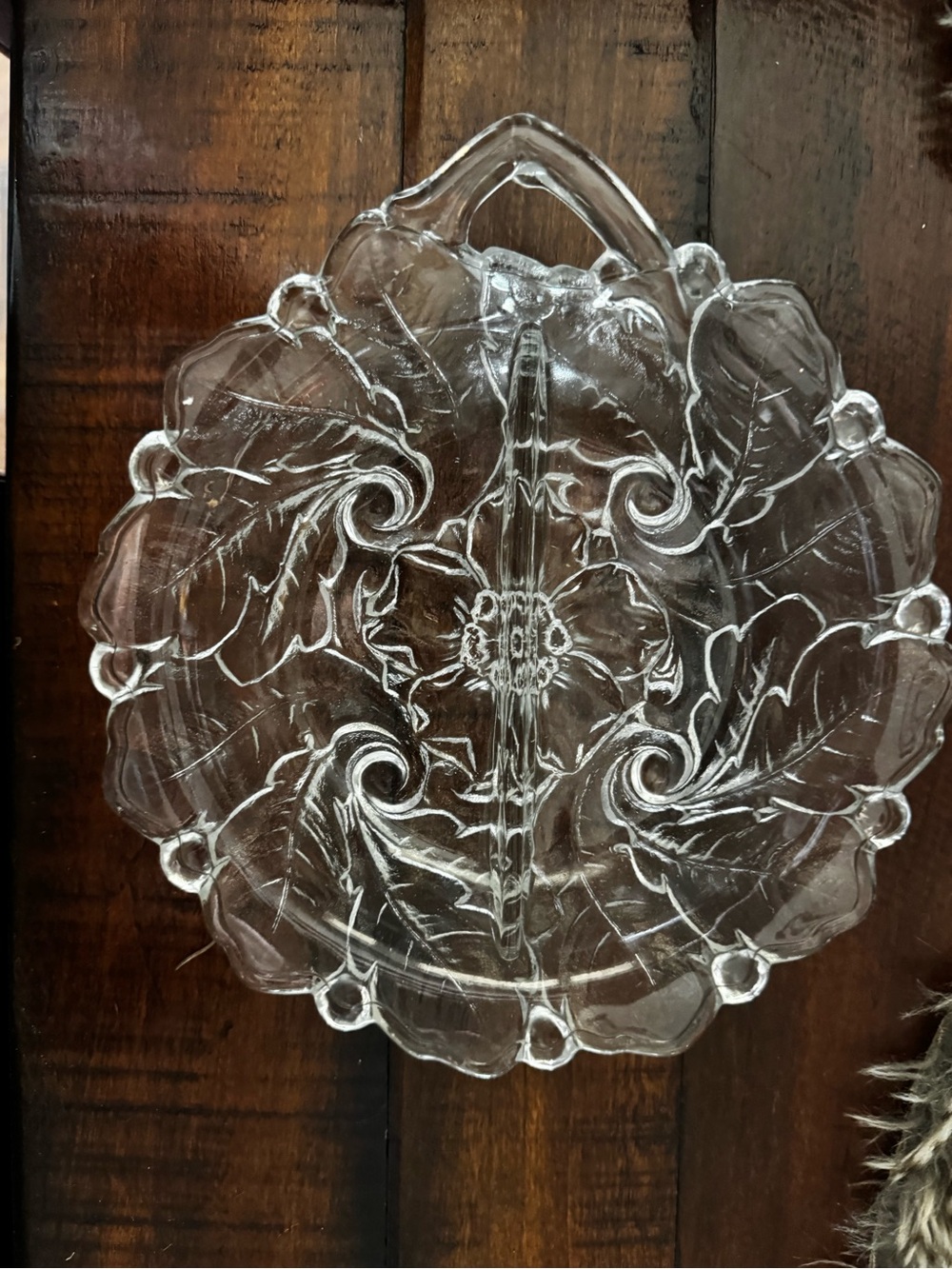 Clear Glass Decorative Leaf Platter - Transparent